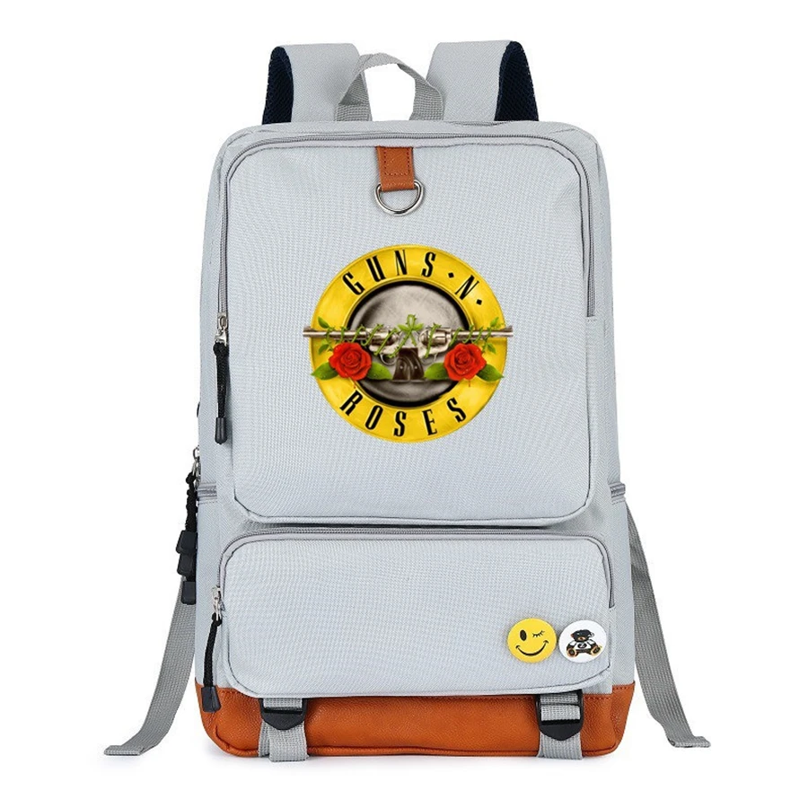 Fashion Men guns n roses Backpack Rucksack Rock Band Mochila Guns N Roses Hip Hop Teenagers School Laptop Bags With High Quality