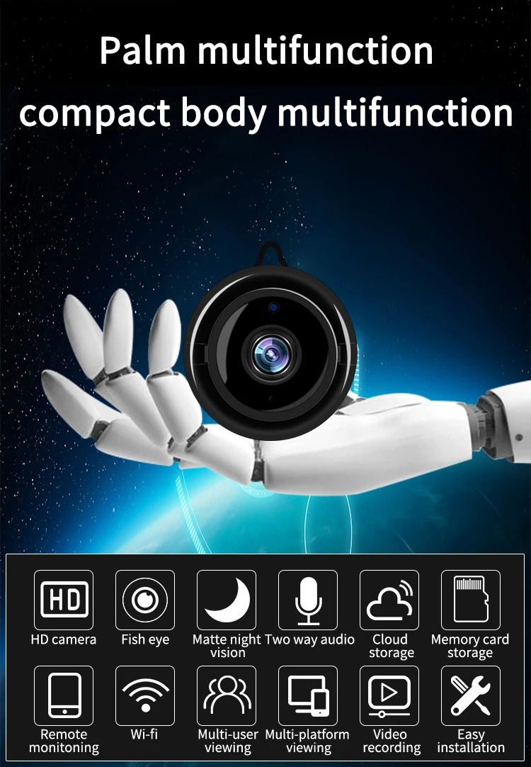 Smart VR Wide Angel HD wifi камера с 940nm инфракрасного ночного видения и 2 способа внутренней обнаружения движения бесплатное приложение удаленного мониторинга