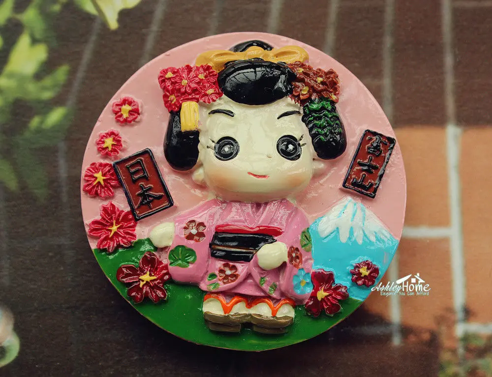 Girl dressed in Japan Kimono Decorative 3D Resin Souvenir Fridge