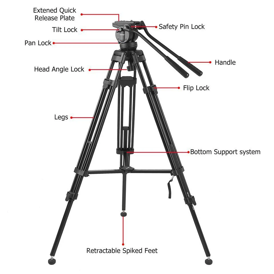 Zomei VT666 Профессиональный штатив для камеры сверхмощный стабильный видео штатив с 360-D панорамной головкой для DSLR видеокамеры DV