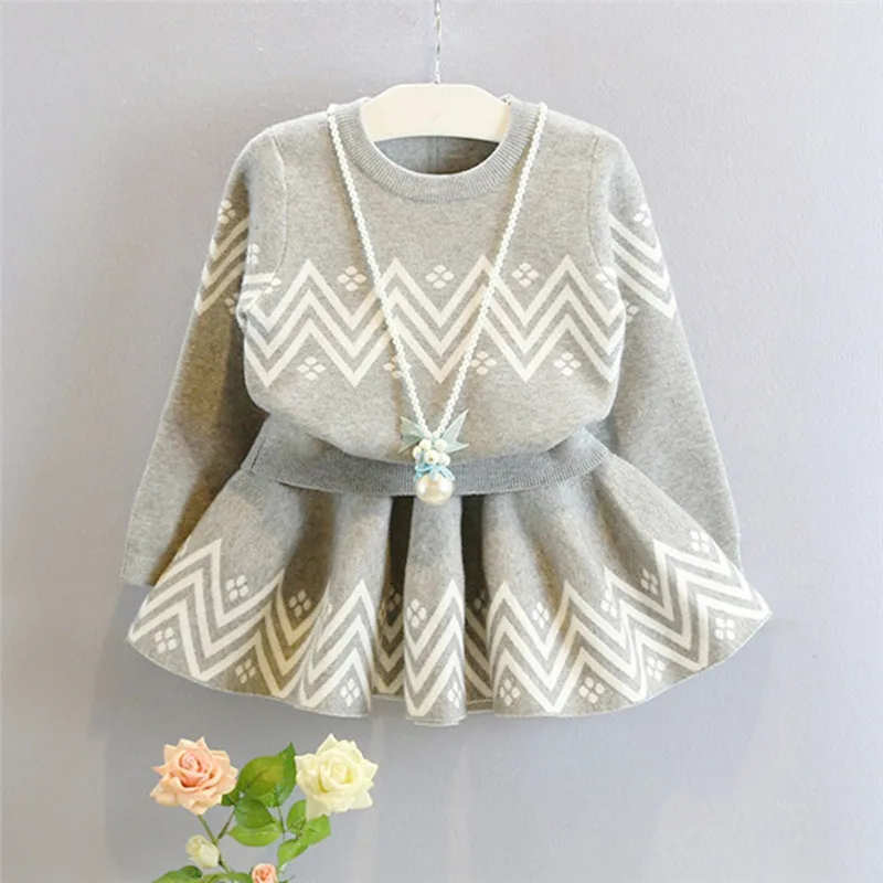 

Children Wear Fall Fashion Sweater outfit Matching top+skirt set for kids Girl New Fashion Princess Autumn School cloth ST19054