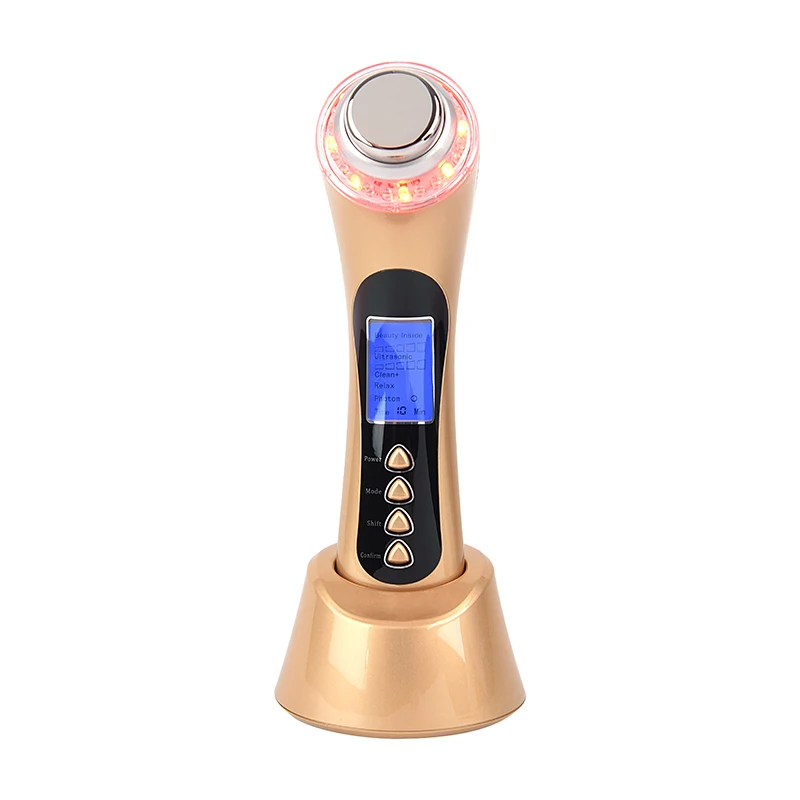 2019 New Home Use Galvanic Spa 3MHZ Ultrasonic Photon Led Treatment Age Spot  Face care 6 in 1 ultrasonic facial massage beauty