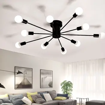 

Retro Industrial Iron 220V E27 LED Ceiling Lamp Edison Bulb Living Room Bedroom Pendant Light Home Lighting