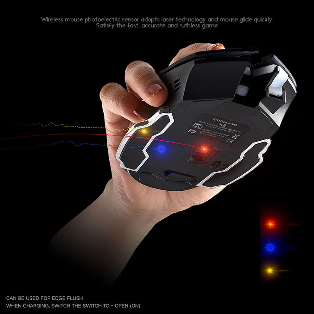 Беспроводная мышь VOBERRY, 2,4 ГГц, бесшумная, Bluetooth, перезаряжаемая мышь, светодиодный, с подсветкой, оптическая, 2400 dpi, бесшумная, эргономичная, геймерская мышь для ПК DD