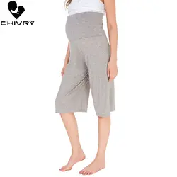 Chivry/женские Капри для беременных; брюки для беременных; Прямые свободные брюки для беременных; широкие брюки для беременных