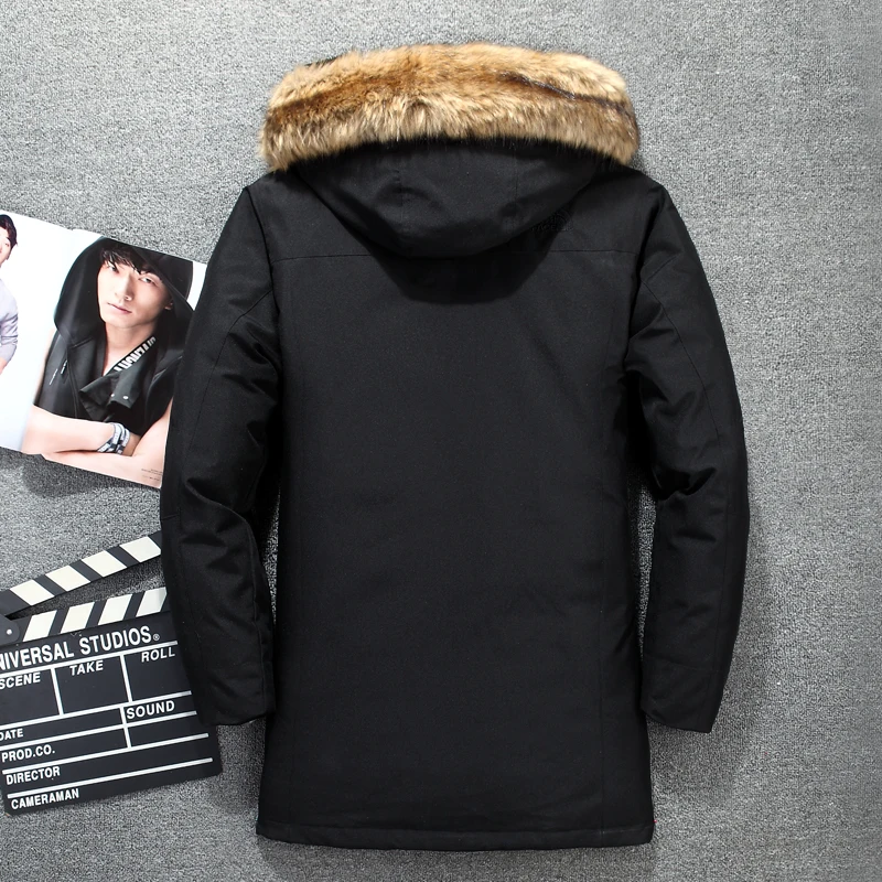 Tace& Shark, пальто средней длины, мужской пуховик, русская зимняя куртка для мужчин, меховой воротник, толстая ветровка, пуховик для мужчин