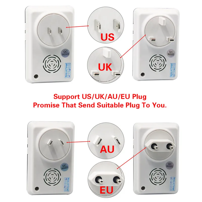 ЕС/AU/Великобритания/США Plug Bubble Дизайн беспроводной дверной звонок Водонепроницаемый Регулируемый громкость звука 1 Открытый передатчик+ 1 внутренний приемник