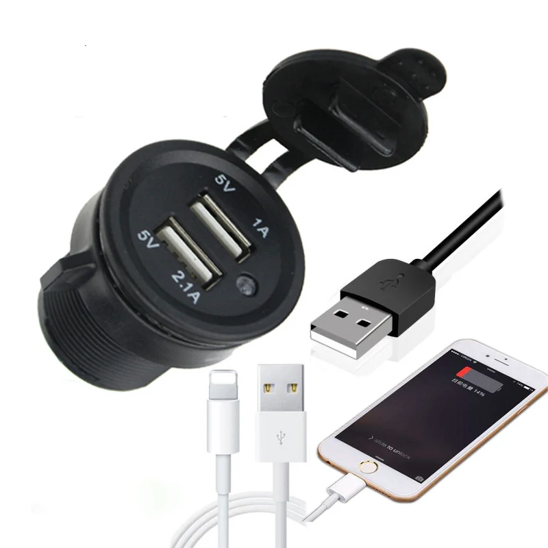 

4.2A 12V-24V Modified Waterproof Dual USB Charger YC1 Power Sourced From Motorcycle Bus Boat Truck GPS Mobile Phones Charger
