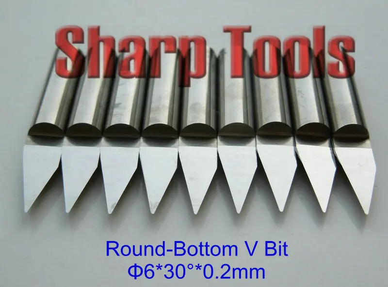 

10pc 6mm 30 Degree 0.2mm Carbide CNC Round Bottom Bit, Wood Cutter Tools in fine 3D Engraving Cutting End Milling, FREE Shipping