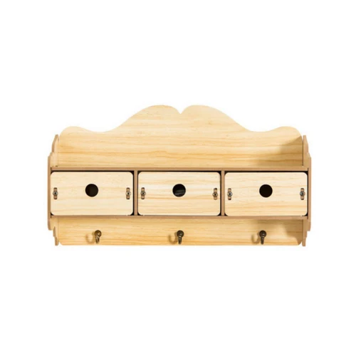 Простой деревянный настенный ящик для хранения, спальня, гостиная, дверь, задний крючок, полка для гардеробной, перфорированные перегородки, экономит пространство - Цвет: oak