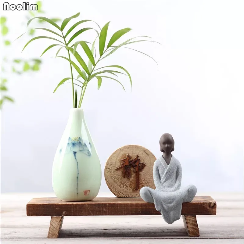 NOOLIM гостиная Ретро китайский стиль керамическая ваза украшения ручная роспись Celadon Цветочная ваза обратного потока благовония горелка
