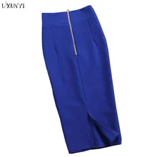 

LXUNYI High Waist Pencil Skirts Women With Zipper Elegant Women's OL Formal Stretch Slim Midi Bodycon Skirt Cheap Office Skirt