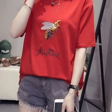 CHUNLI большой размер L XL 2XL 3XL 4XL Женская Весенняя-летняя свободная футболка с коротким рукавом A1024