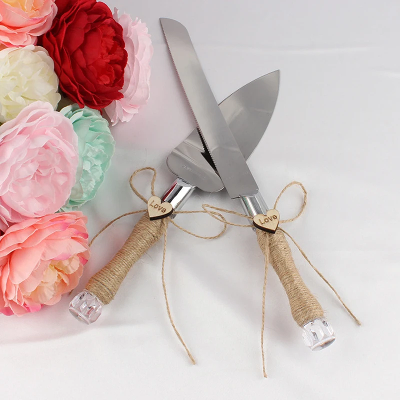 Romantic love just married Stainless Steel Cake Knife Server Set Cake Shovel Rustic wedding Bridal Shower party gift Decoration