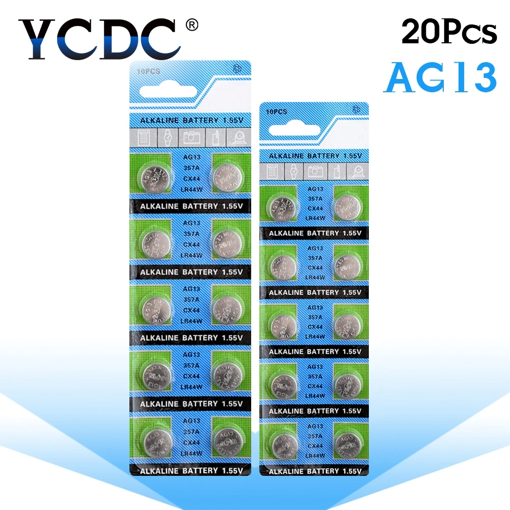 Дешевые Лидер продаж 20 шт. = 2 карты LR44 AG13 SR44SW AG8 AG9 AG10 AG11 AG12 AG13 1,5 V Батарея LR44 щелочные батареи таблеточного Батарея - Цвет: AG13