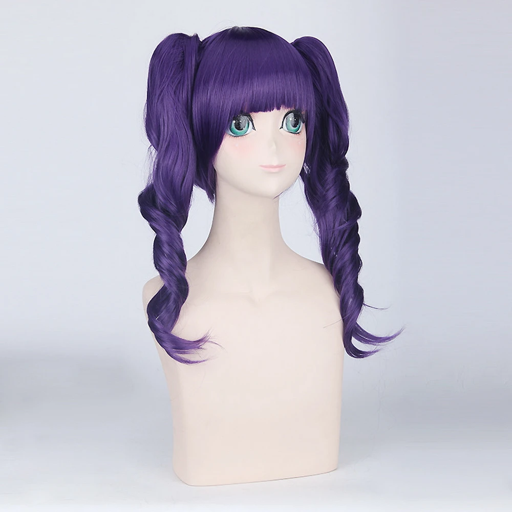 Cosplay&Ware [2]Bleach Katenkyoukotsu 40cm Long Cosplay Wig With Bangs Synthetic Fake Hair Purple Wavy Anime Costume Party Ponytails -Cosplay&Ware anime Shop
