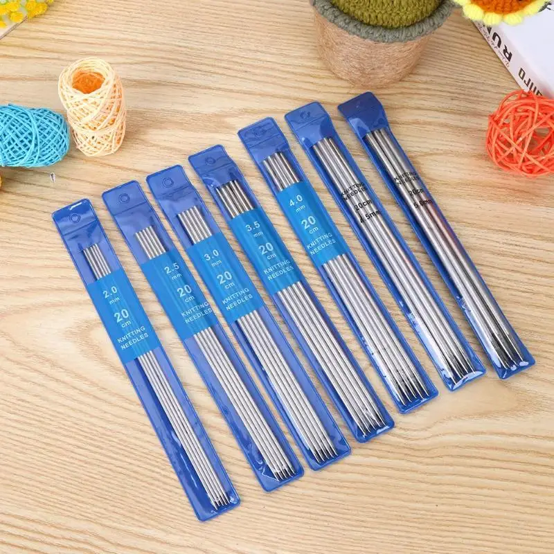 35Pcs/set 20cm Straight Knitting Needles Stainless Steel Crochet Hooks for DIY Weave Knitting Tools Sewing Accessories