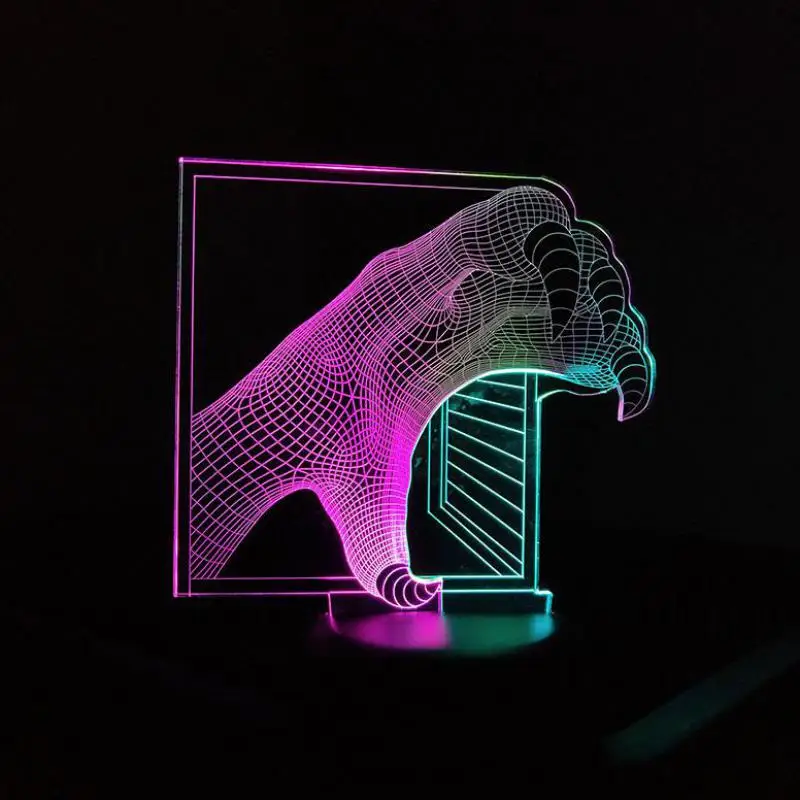 Ручная 3d визуальная Ночная настольная лампа Dragon Claw креативная семицветная
