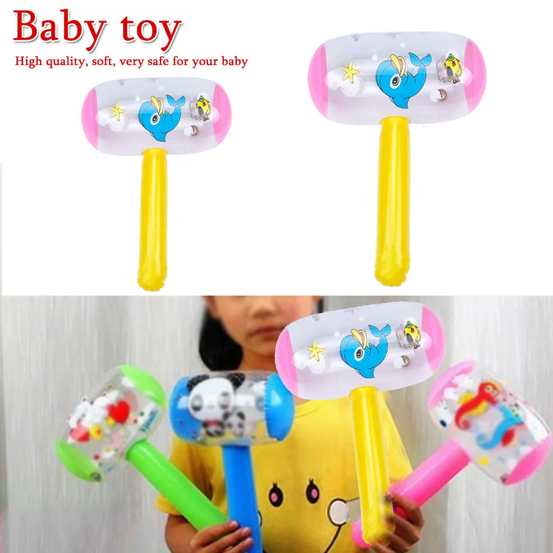 Cartoon Inflatable Hammer Toy Kid Air Hammer With Bell Children Blow Up ToyFO