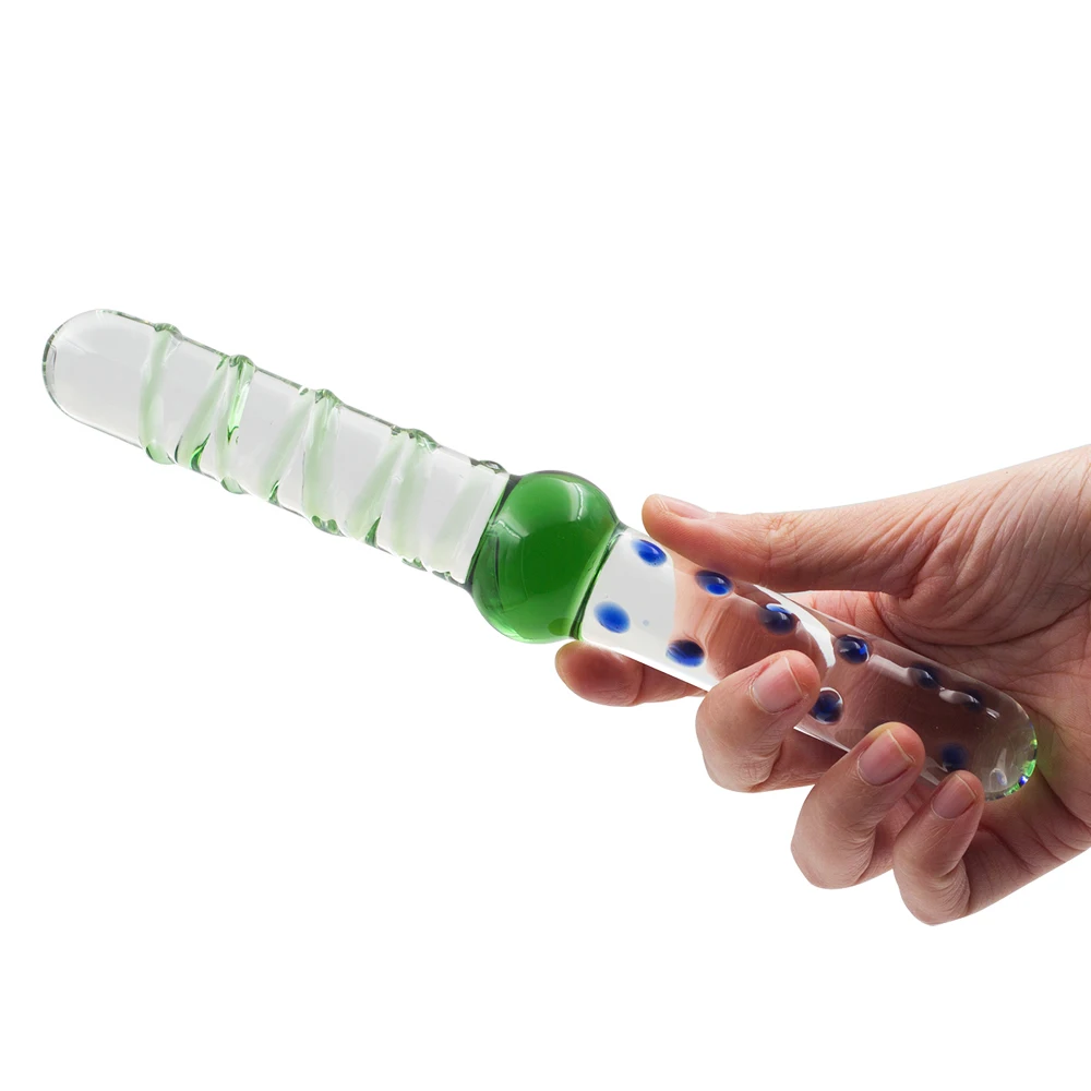 Pyrex glass font b dildo b font fake penis crystal anal beads butt plug prostate massager