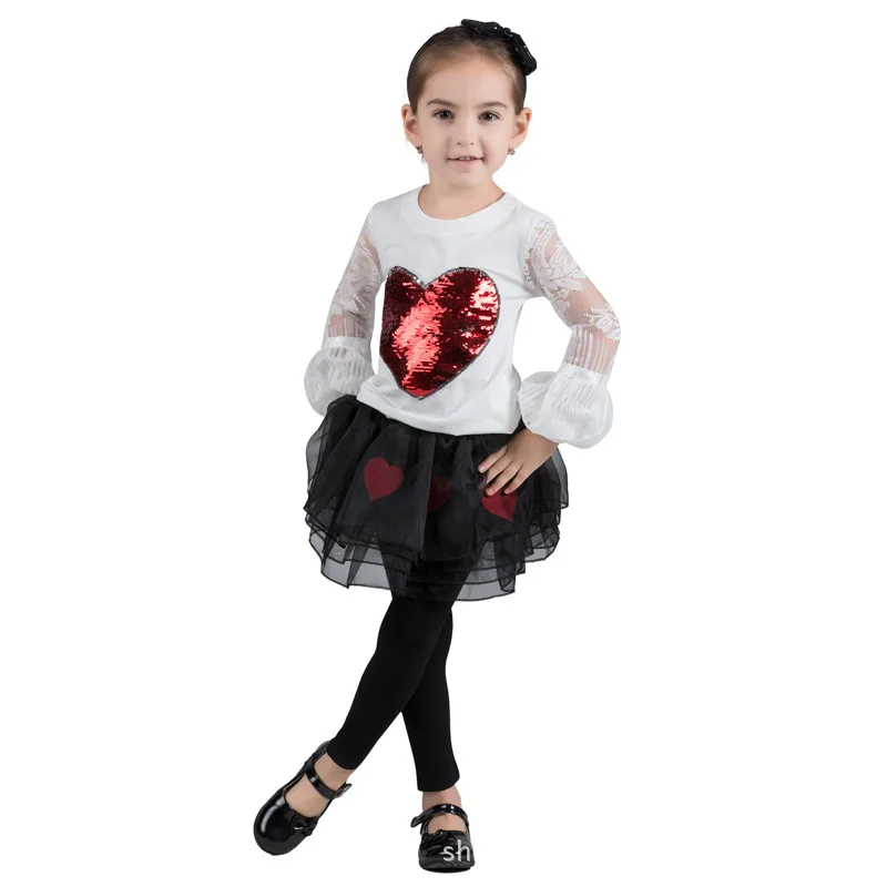 

Kids Girl Shirt 2018 Spring Summer Fashion Cool Sequins Lace Long Sleeves Top Children For Baby Girls Clothes Clothing Shirts
