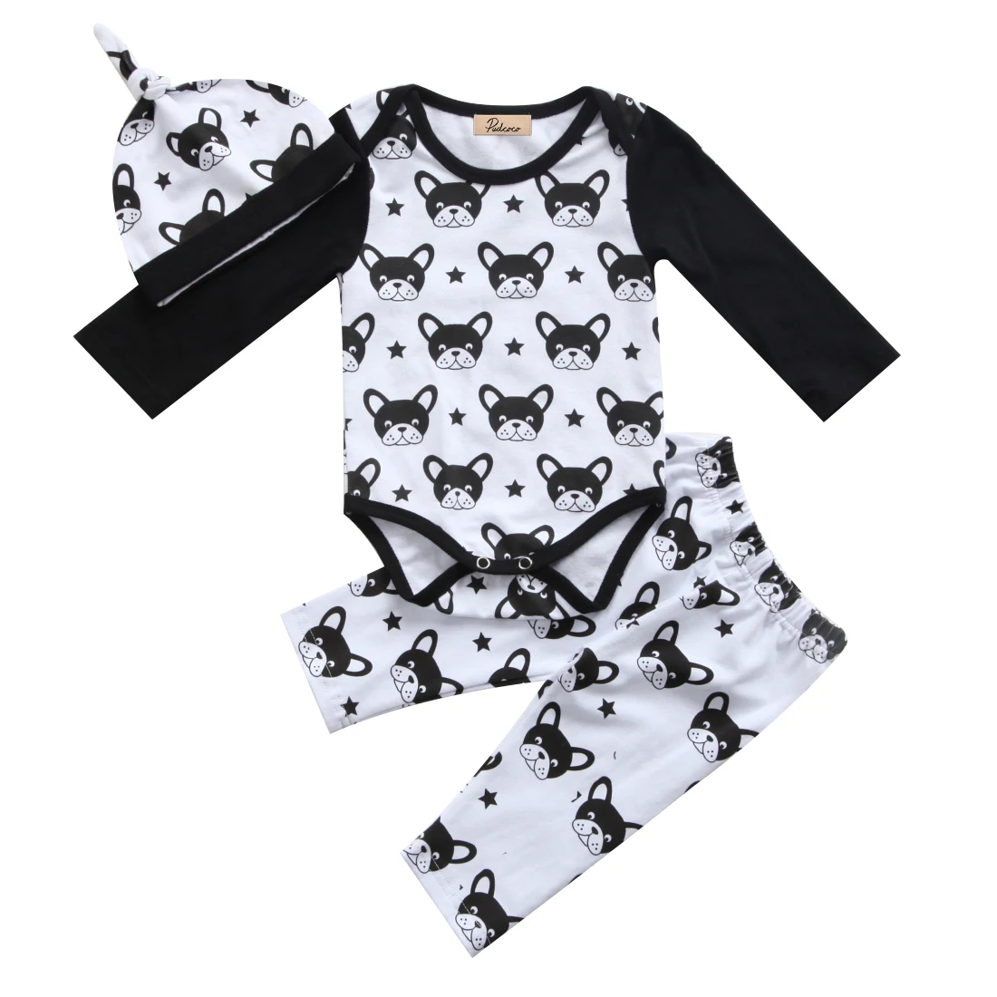 Cute Newborn Baby Boys Girls Dog Animal Long Sleeves Bodysuit + Long