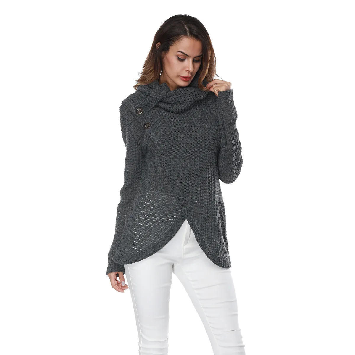 women turtleneck fashion long sweater Winter cardigan woolen sweaters black/white/red woven knit outwear long sweater Sweaters