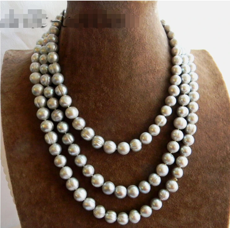 

fast 60'' 10.5mm Round Gray Freshwater Pearl Necklace