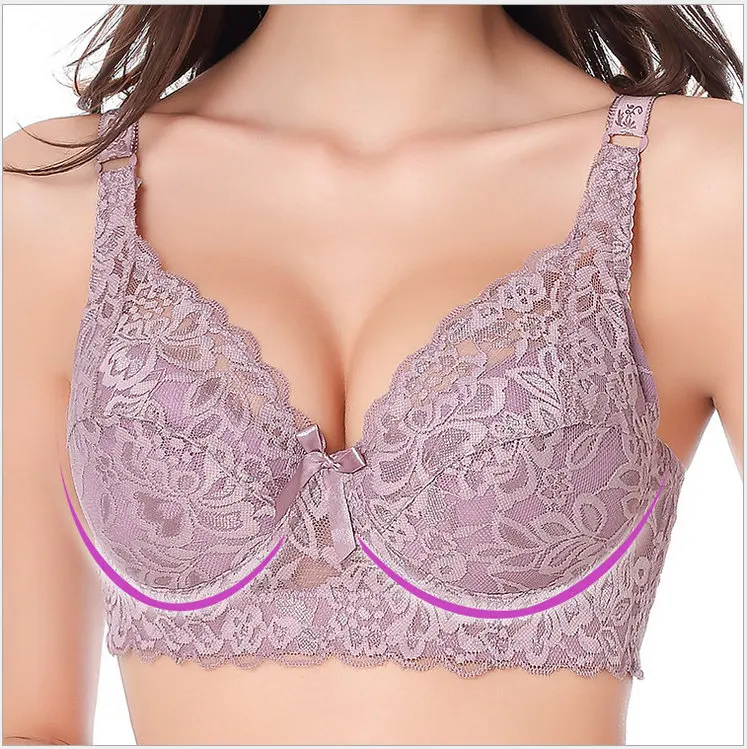 2019 Spring summer thin women plus size bra C D New lace bra female lingerie deep V sexy big size bra Plus Size brassiere C3306