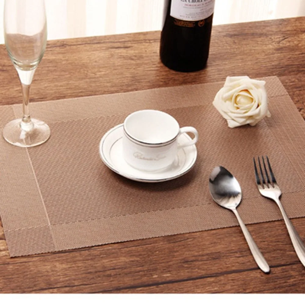 

Solid Color Table Mat Tableware PVC Teslin Western Restaurant Placemat Potholder Coaster Bowl Mat Photo Frame Home Table Decor