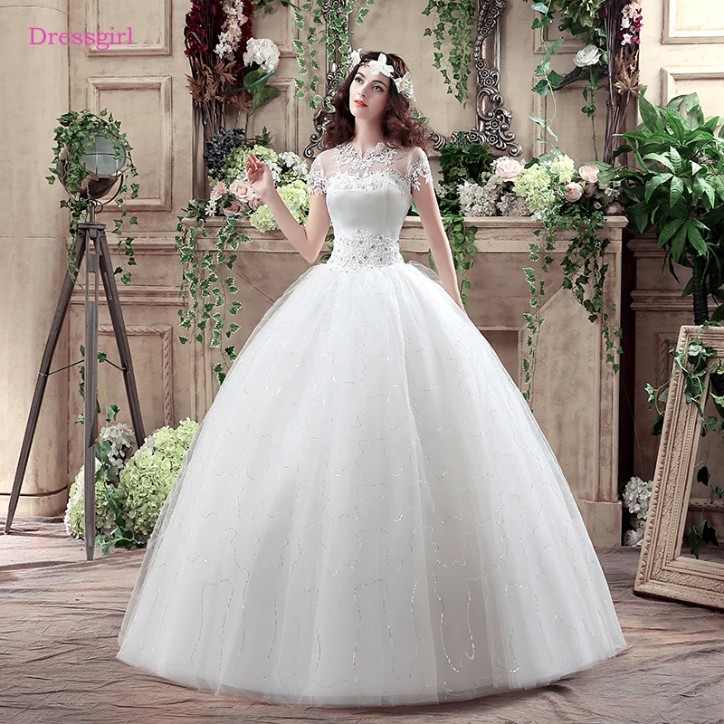 Short Sleeve Lace Plus Size Wedding Dress Daisystyledress