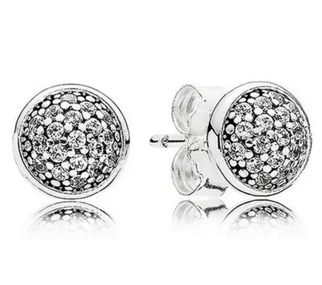 

925 Sterling Silver Pandora Earring Dazzling Droplets With Crystal Studs Earring For Women Wedding Party Gift Fine Jewelry