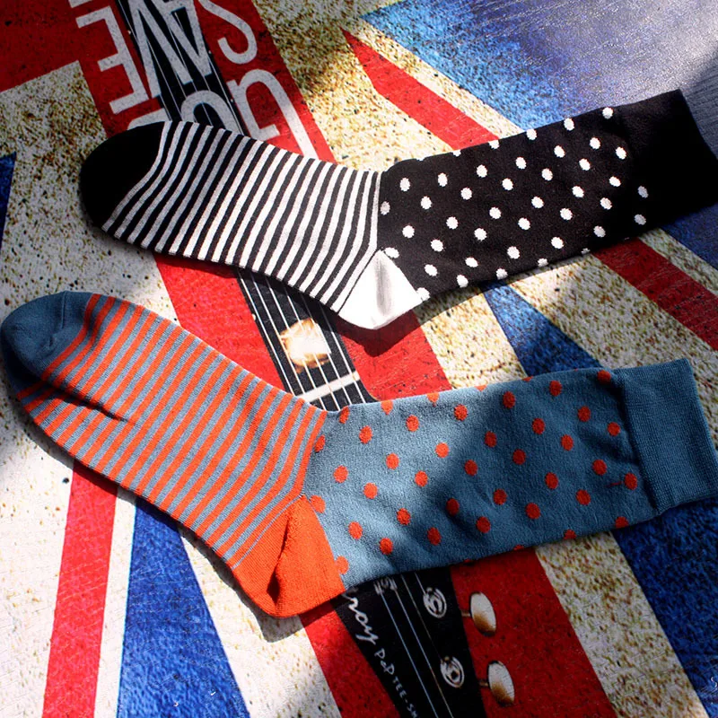 Мужские носки в горошек и полоску из чесаного хлопка|socks dress|happy sockscombed cotton |