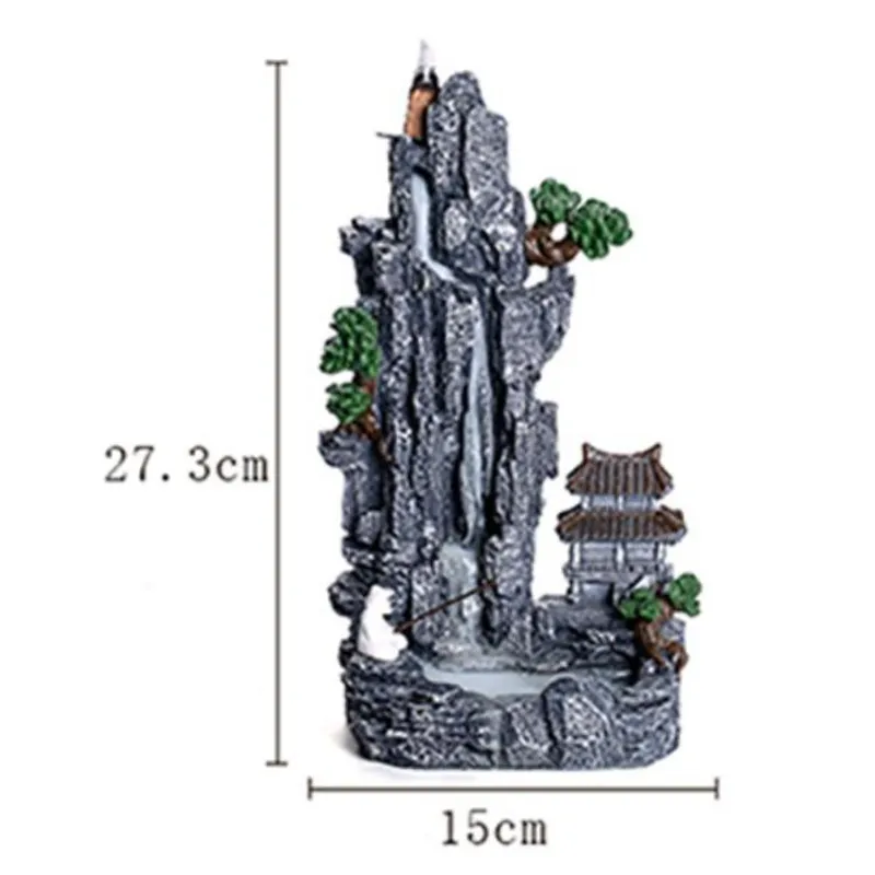 Большой размер горный водопад обратного потока ладан горелка столешница из полимерного материала пейзаж домашний офис Декор благовония для ароматерапии курильница