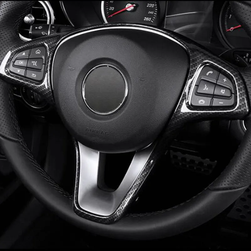 Автомобильный руль Кнопка рамка Dcoration наклейка Накладка для Mercedes Benz C E W205 W213 GLC X253 класс аксессуары для интерьера