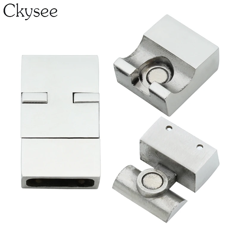 

Ckysee Stainless Steel Flat Magnetic Clasps For Jewelry Making Fit 11.5*4mm/16*4.5mm Leather Cord End Caps Bracelet Connectors