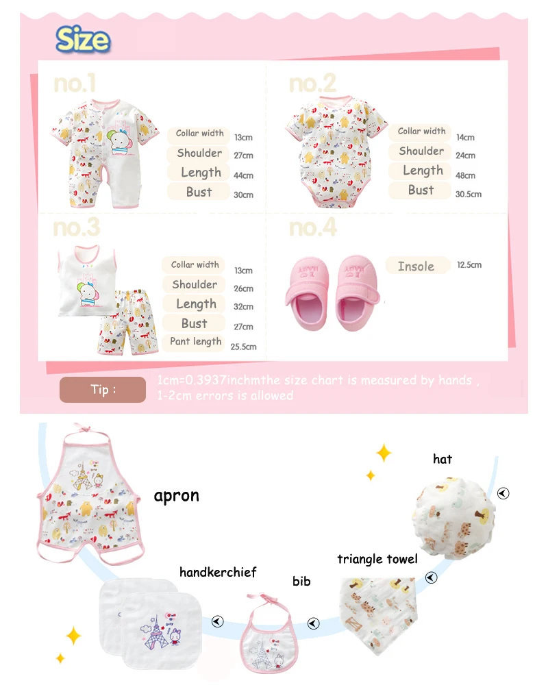 0-12M Newborn Baby Clothes Set 12PCS Unisex Infant 100%Cotton Boys Girls Suit Cute Clothing Hat Bib Hand Cover Baby First Walker