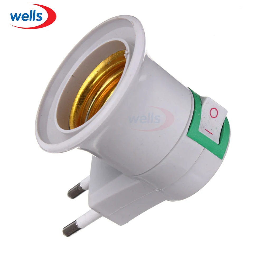 

LED Newest 1Pcs E27 EU Type Plug Adapter LED Light Male Socket Converter With ON/OFF Button Holder use for Bulb Lamp