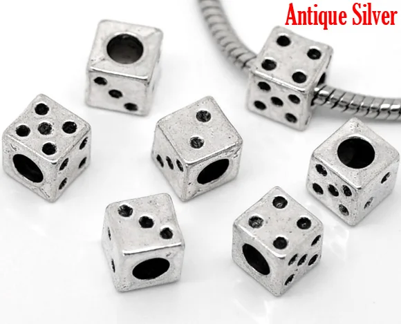 DoreenBeads 20 шт серебряные цветные кубические бусины в виде игральных костей