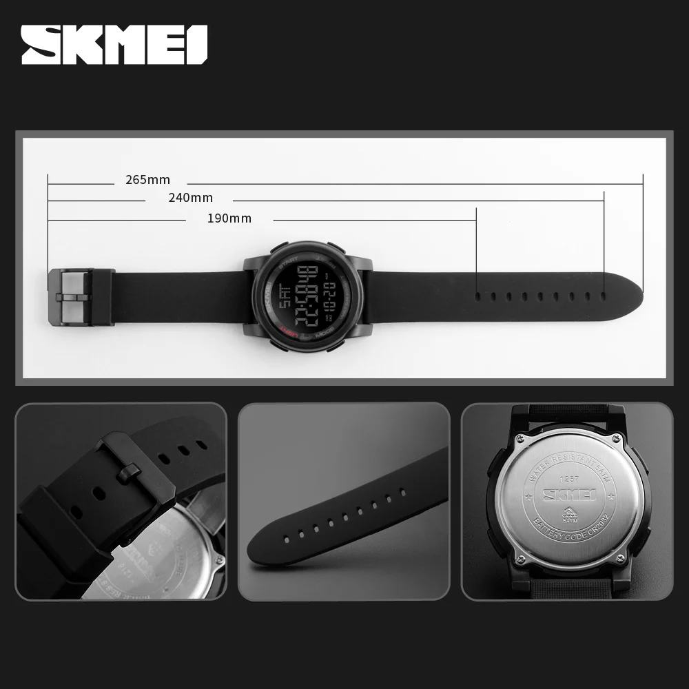 Люксовый бренд SKMEI мужские светодиодный цифровые часы женские спортивные часы мужские военные наручные часы Relogio Masculino 1257