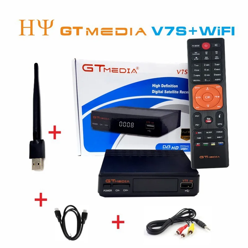 5 шт. [Подлинный] GTMEDIA V7S Freesat V7 HD с USB Wifi DVB-S2 HD спутниковый ТВ приемник Поддержка PowerVu Biss Key md Newcamd - Цвет: V7S With WiFi