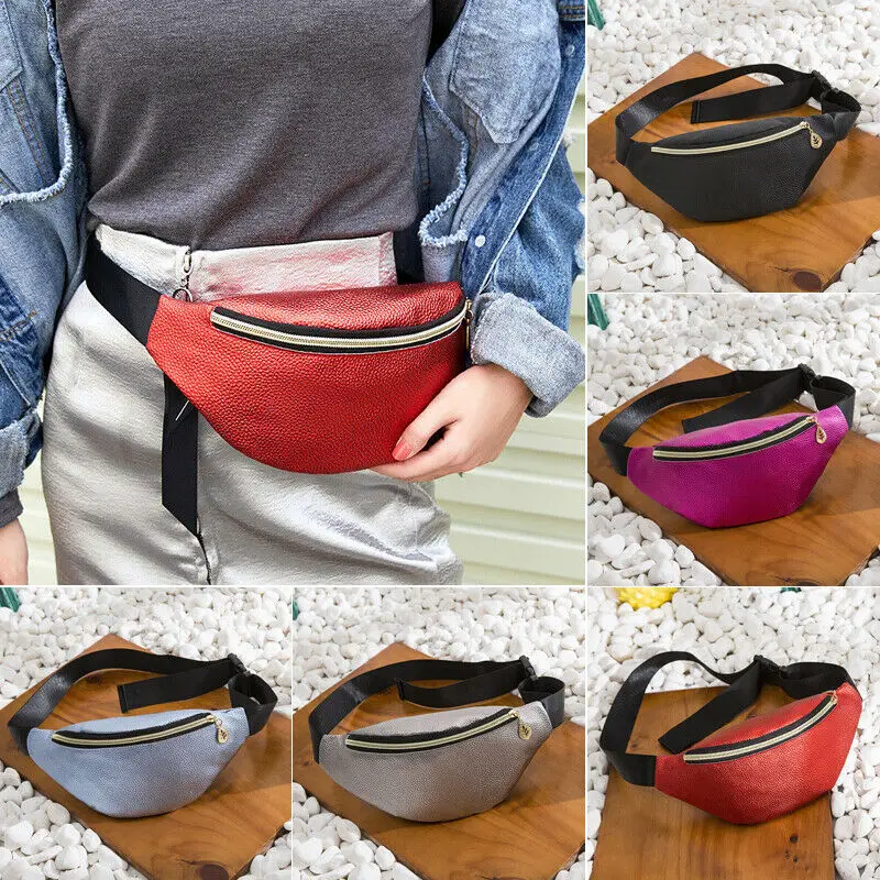 

Women Men Travel Waist Fanny Pack Money Belt Wallet Leather Bum Bag Pouch Bags