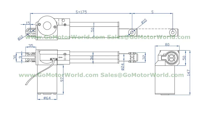 LA21 linear actuator drawing._