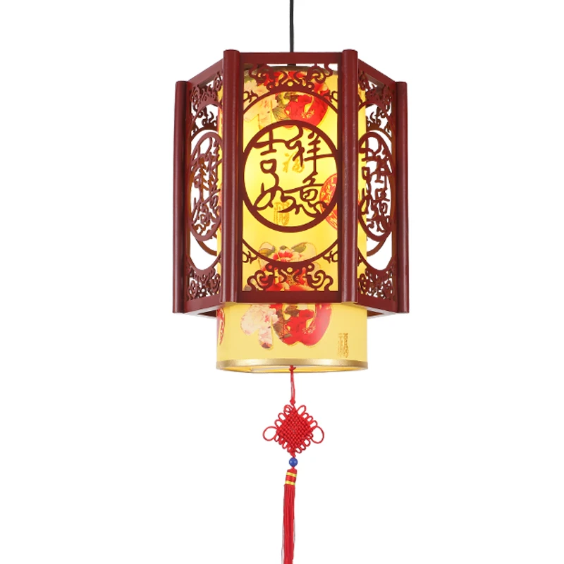 Китайский резьба по дереву одна голова подвесные светильники античный классический Ресторан гостиная балкон овчины лампа LU620 ZL499 lo9