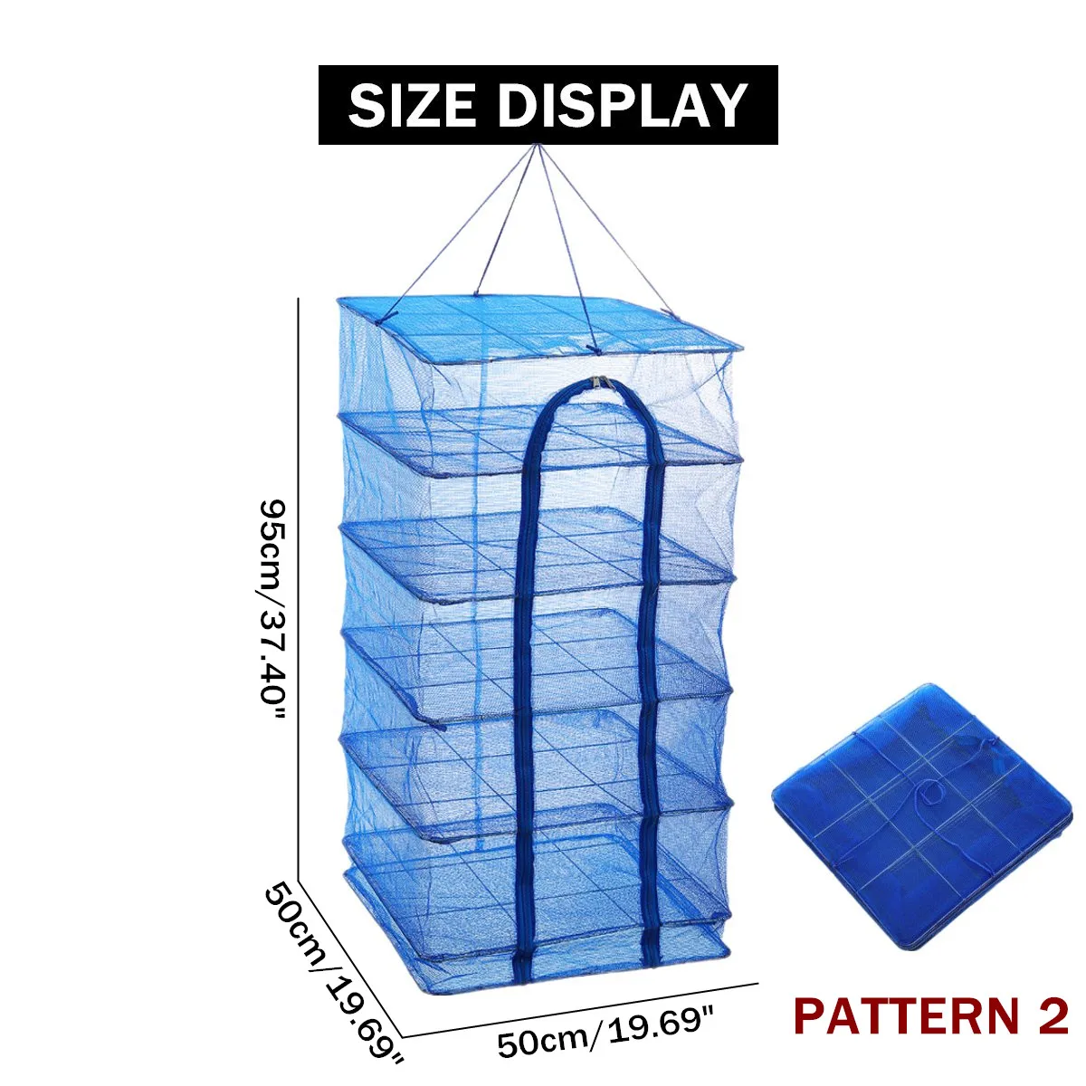 Séchage Stockage Rack net 4 Couche Herb Poisson Sèche-linge Maille Panier suspendu avec fermeture éclair