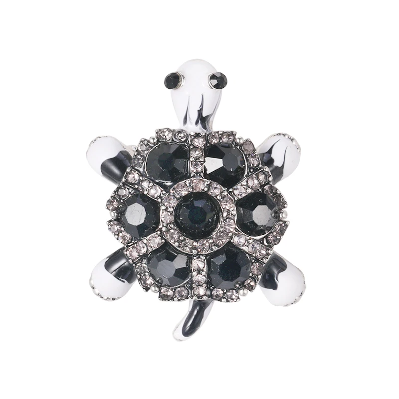 

WEIMANJINGDIAN New Arrival Black Rhinestones Little Turtle Brooch Pins for Men or Boys