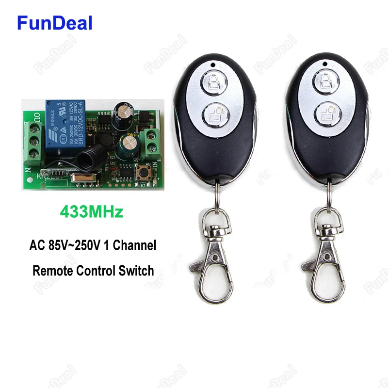 

433Mhz Universal Wireless Remote Control Switch AC 110V 220V 1CH RF Relay Receiver Module And 2Pcs RF 433 Mhz Remote Transmitter