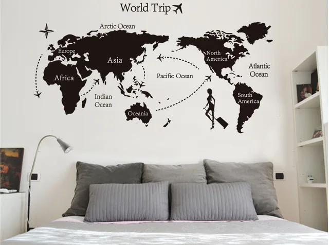 Creative Large Diy World Map Wallpaper Wall Art Home Decor Creative Large Diy World Map Wallpaper Wall Art Home Decor Sticker Vinyle Living Room