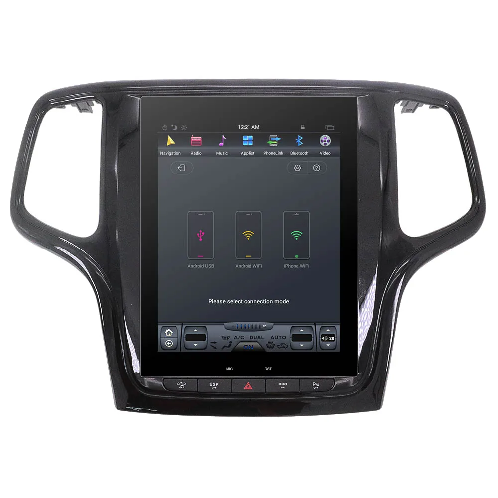 Best ZWNVA Tesla Style IPS Plus Screen Android 7.1 Car No DVD Player GPS Navigation For JEEP Grand Cherokee 2014 2015 2016 2017 Black 1