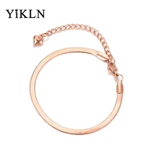 YiKLN Мода Jewelry змея из нержавеющей стали цепи& тонкий браслет Роза Шарм-браслет золотистого цвета для Для женщин Chirstmas подарок YB18075